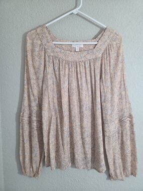 Lauren Conrad Pink Floral Pattern Blouse